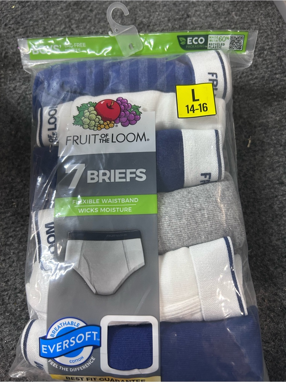 Fruit of the Loom Boys Blue, Gray & White Briefs - 7 Pack